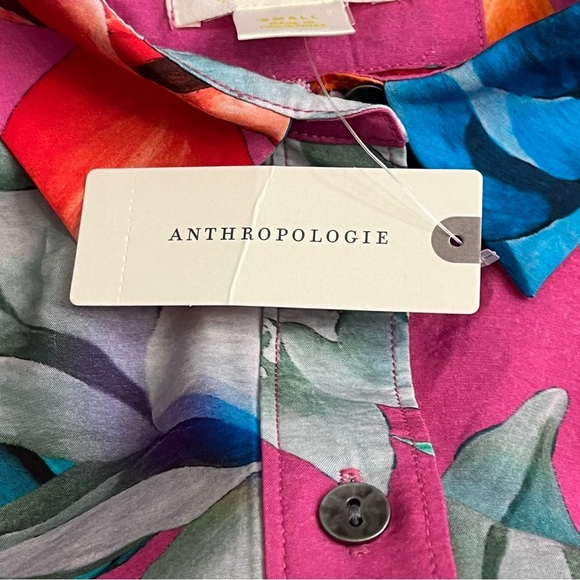 NEW Anthropologie Maeve Shirt Womens Small Pink Floral Button Up Tunic Bohemian - Picture 5 of 11